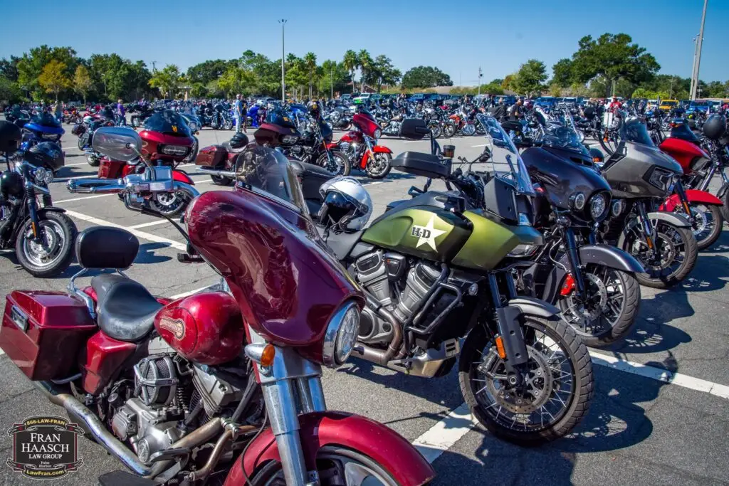 a parking lot in florida filled with motorcycles