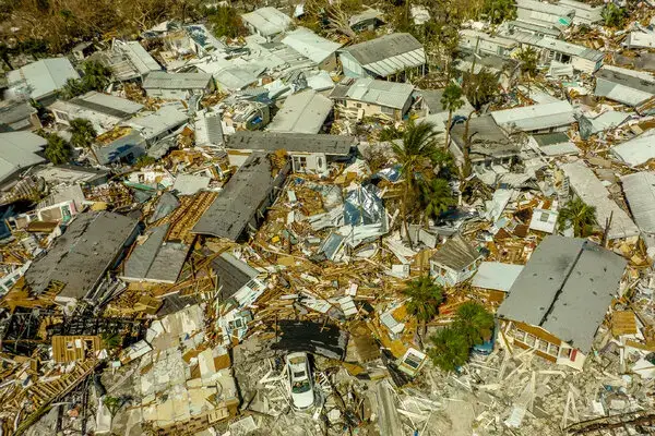 Hurricane damage from the sky