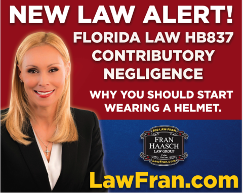 New Law Alert! florida law HB837 contributory negligence and why you should start wearing a helmet lawfran.com