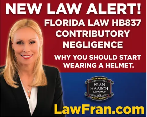 New Law Alert! florida law HB837 contributory negligence and why you should start wearing a helmet lawfran.com