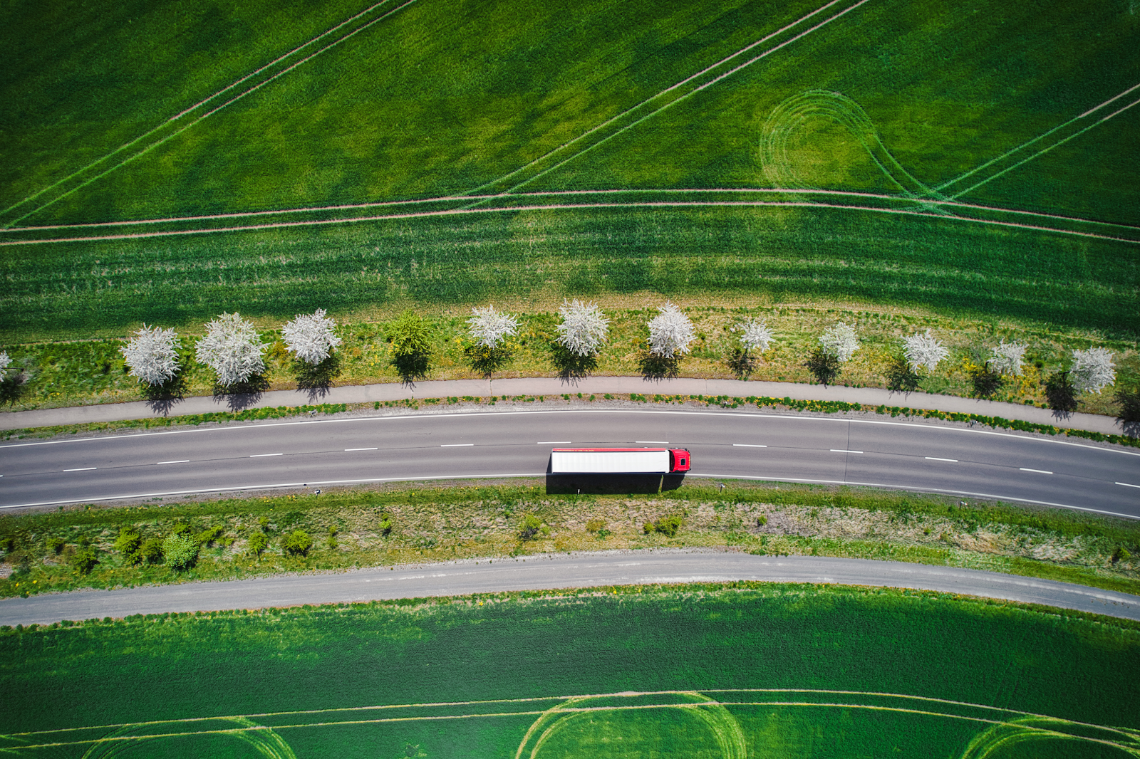 new port richey truck driver arial view of a truck on a highway