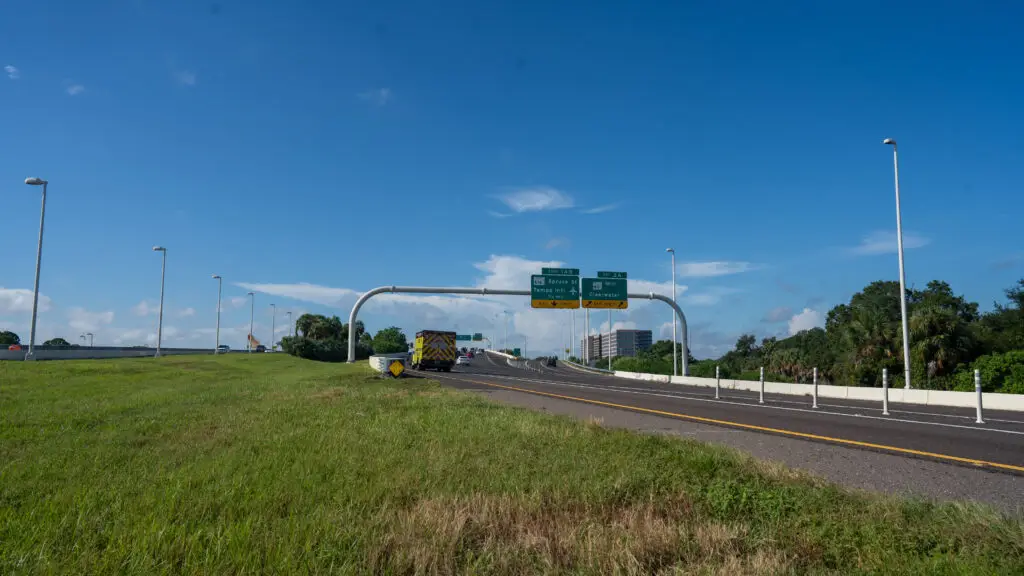 ambulance driving on a tampa highway ramp