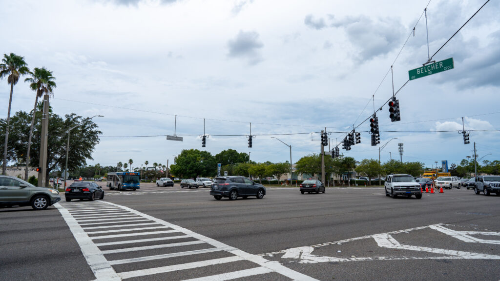 A busy Clearwater intersection know to be dangerous for car accidents.