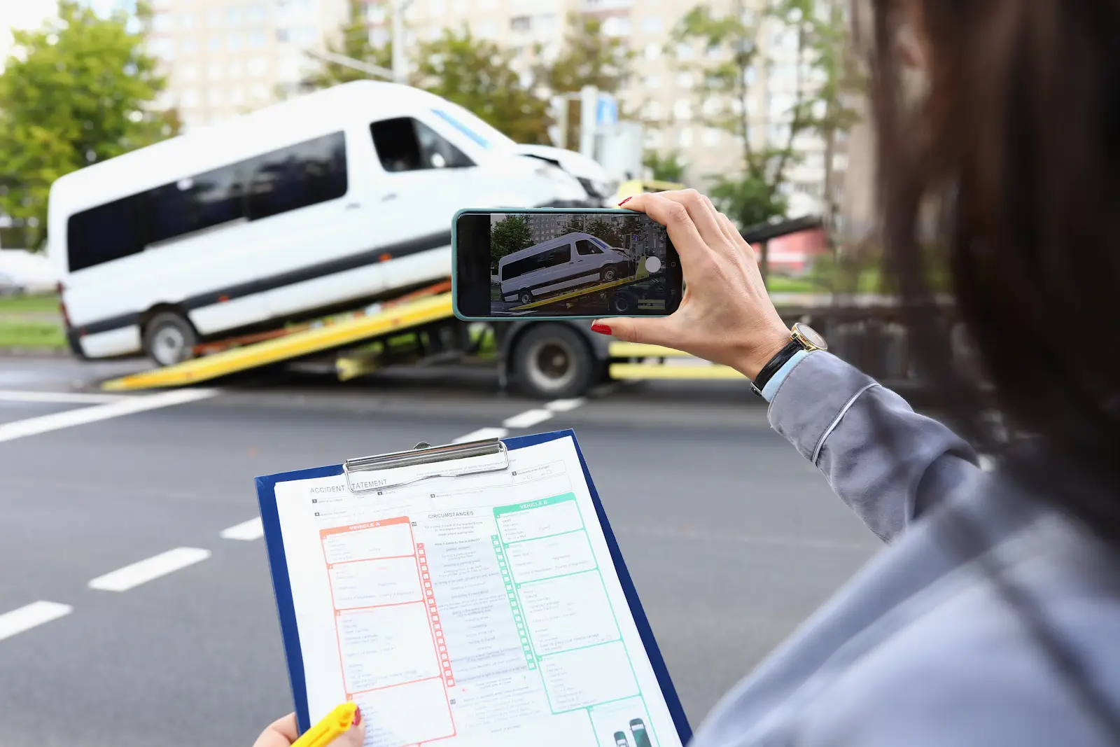allstate claim adjusters at a car accident in florida, insurance claim theme